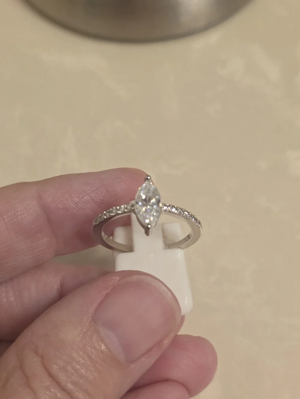 Silver CZ Marquis Cut Ring Size 8